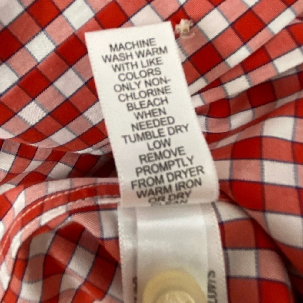 Banana Republic Non Iron Button Up Mens Sz Medium Cayenne Orange Slim Fit Check